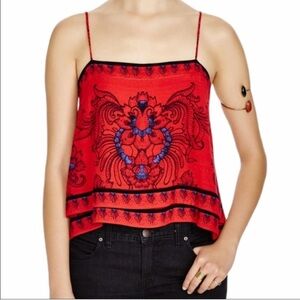 Free People Red Scarf Print Cami Top